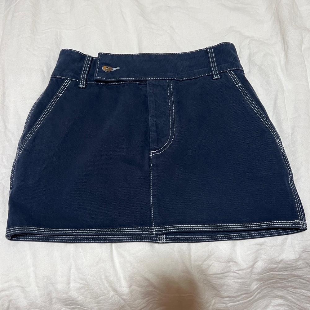 Classic Navy Mini Skirt with Contrast Stitching
